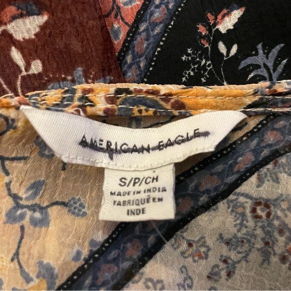 American Eagle Patchwork Blouse with Tie-Up Back - Picture 7 of 7